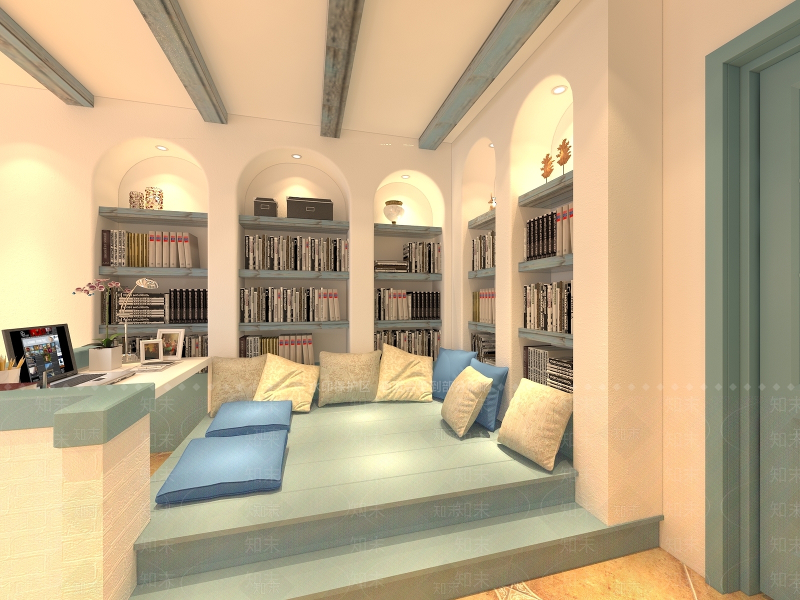 北欧开放式书房3D模型下载【ID:1188578482】