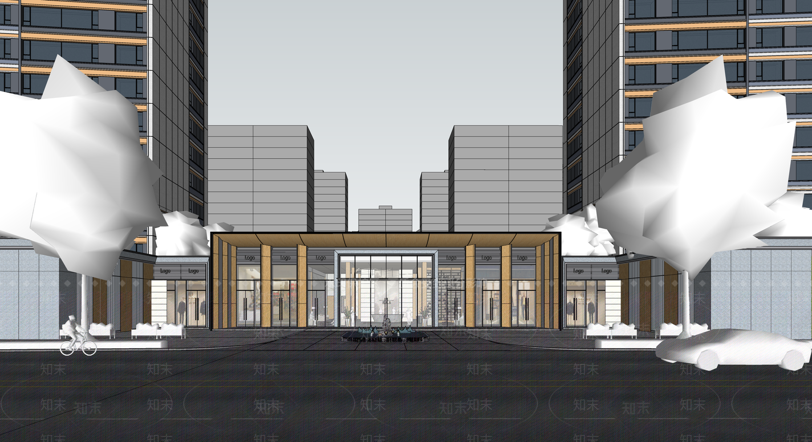 现代简约售楼处建筑SU模型下载【ID:1188579351】