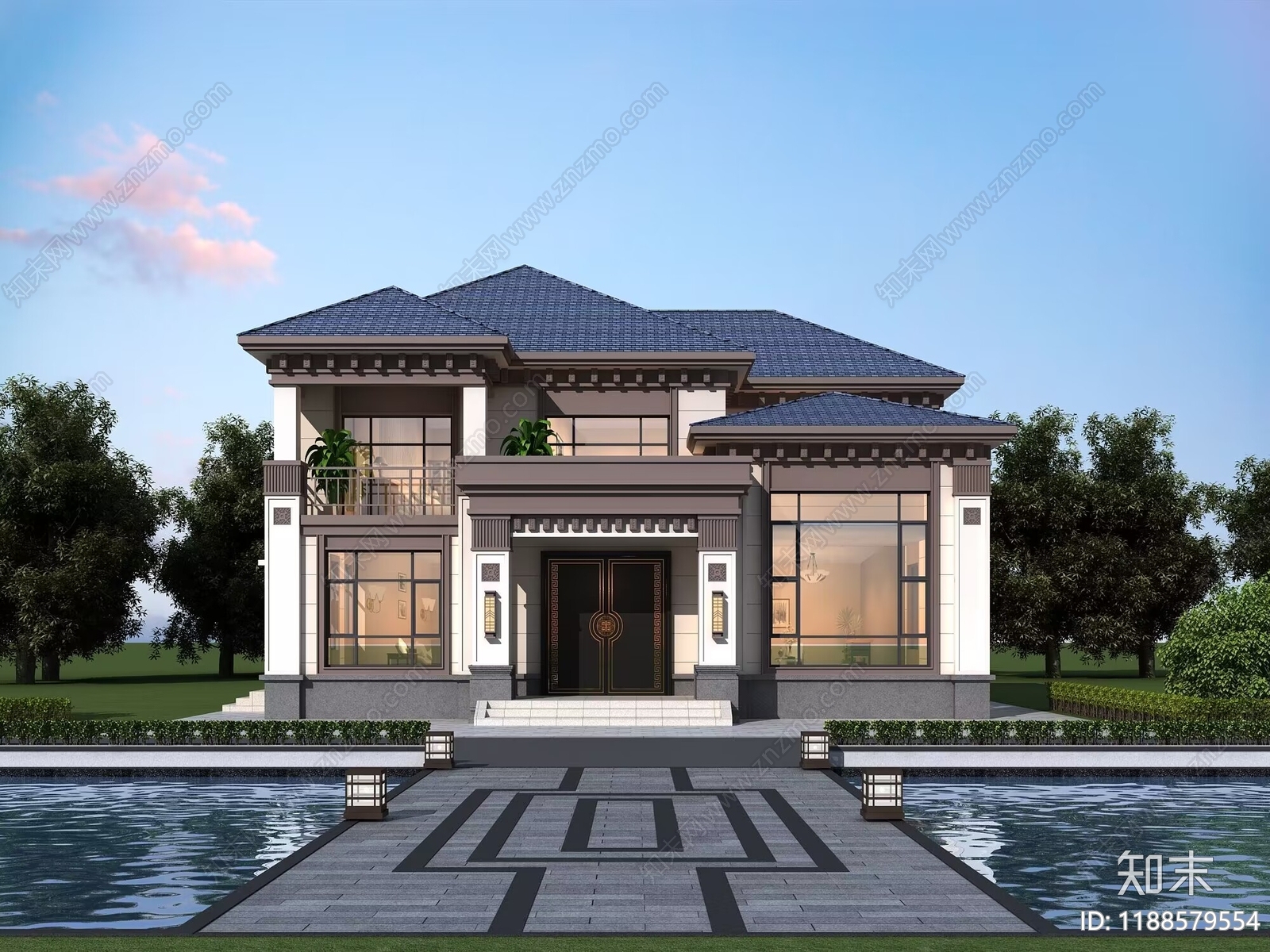 欧式简欧别墅建筑施工图下载【ID:1188579554】