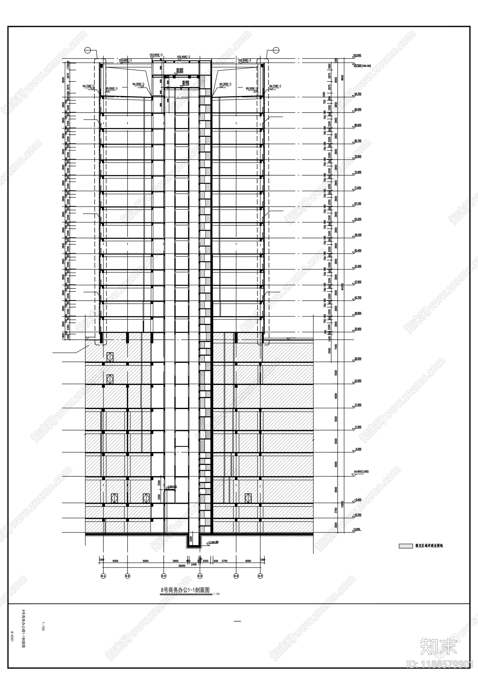 现代办公楼建筑cad施工图下载【ID:1188579901】
