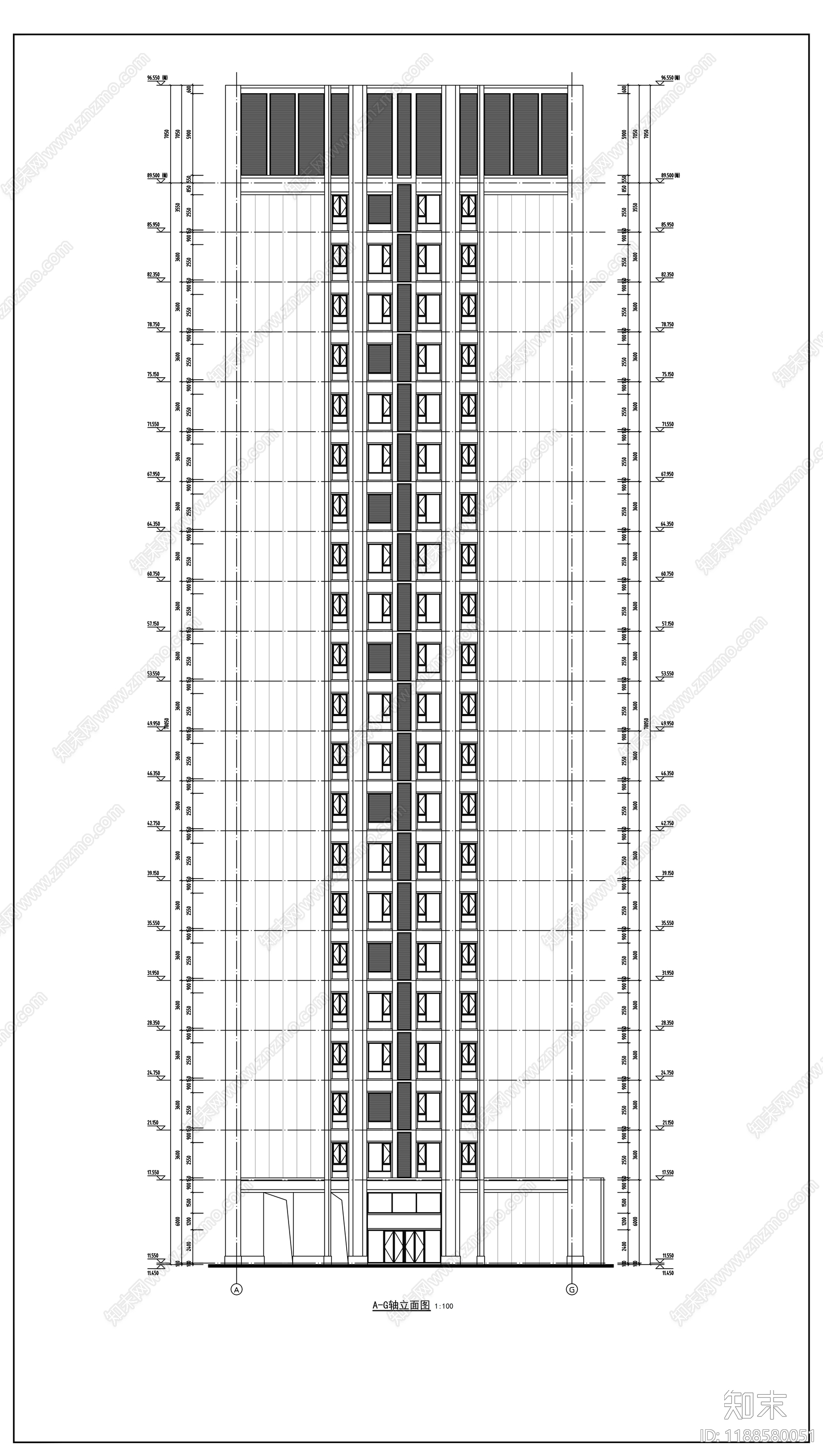 现代办公楼建筑cad施工图下载【ID:1188580051】