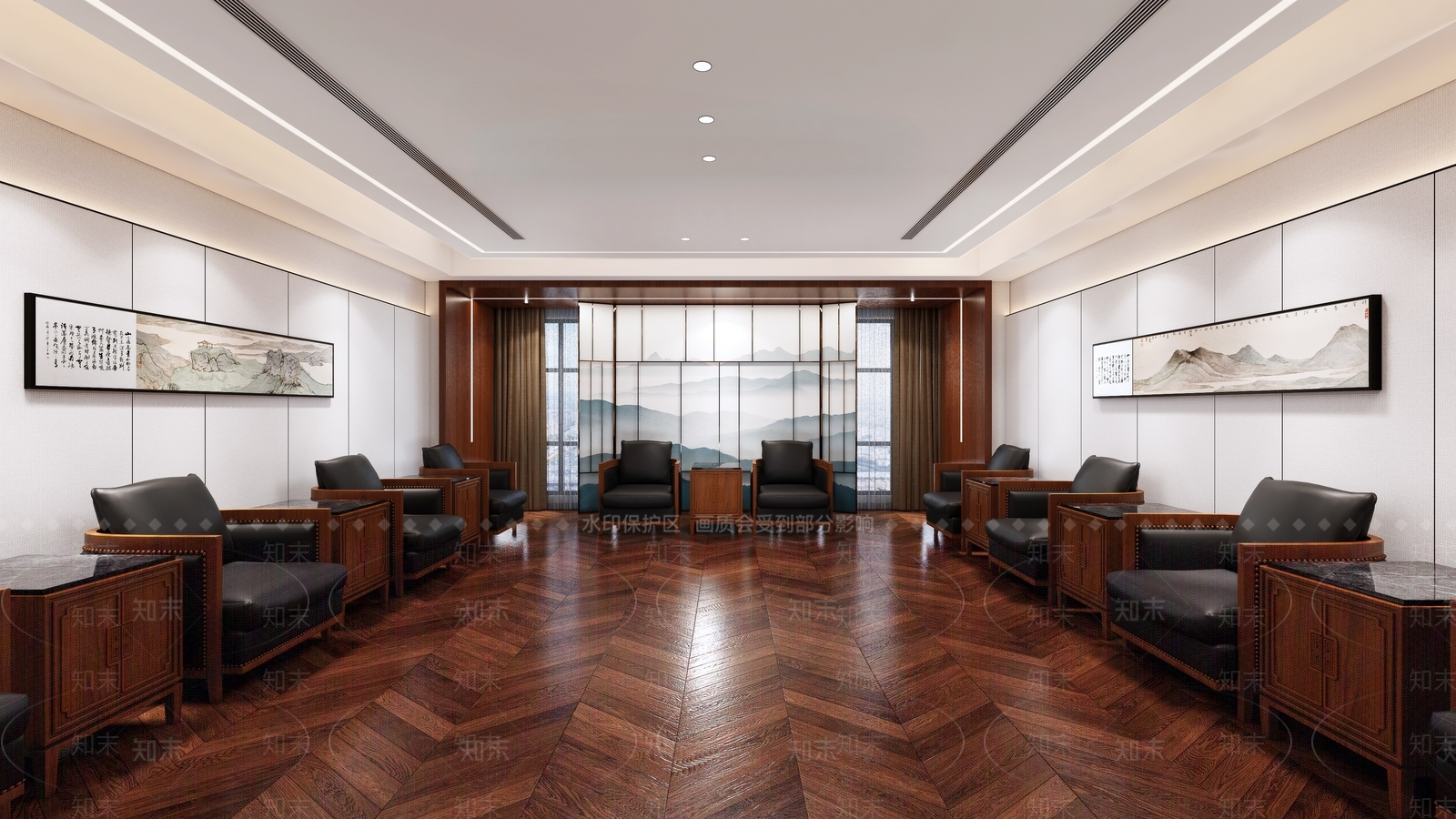 新中式其他办公区域SU模型下载【ID:1189157994】