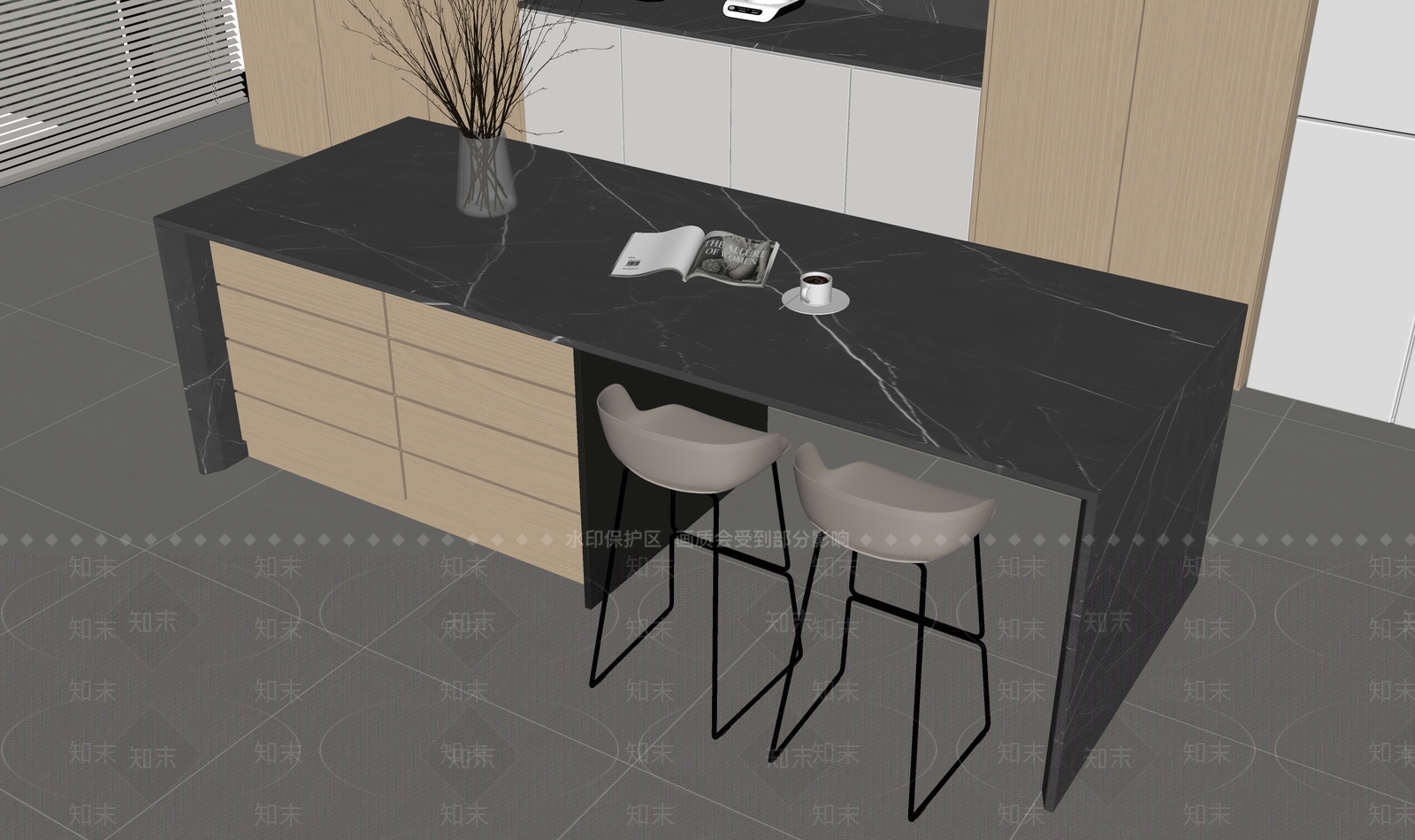现代餐桌SU模型下载【ID:1188583763】