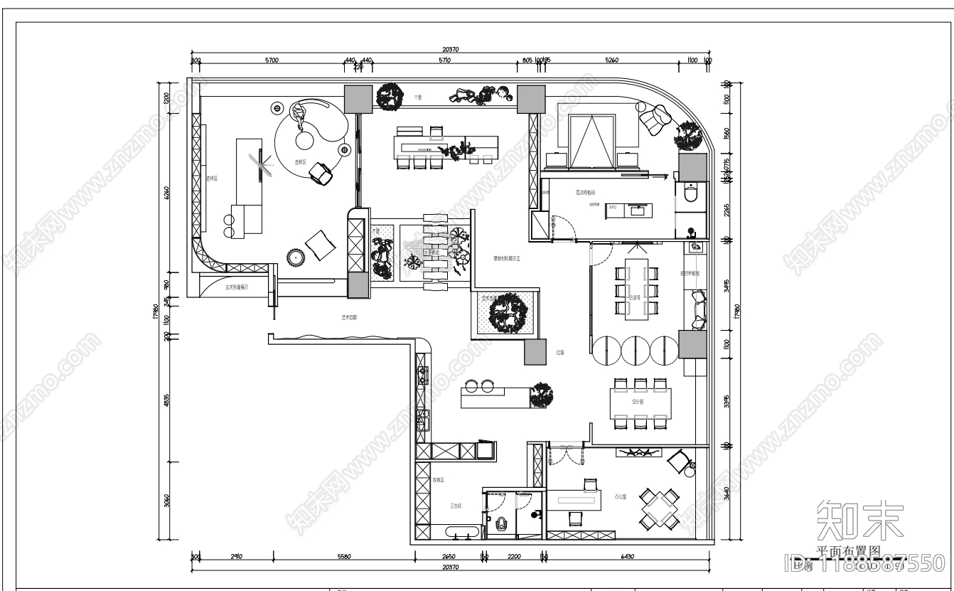 现代新中式其他商业空间cad施工图下载【ID:1188587550】