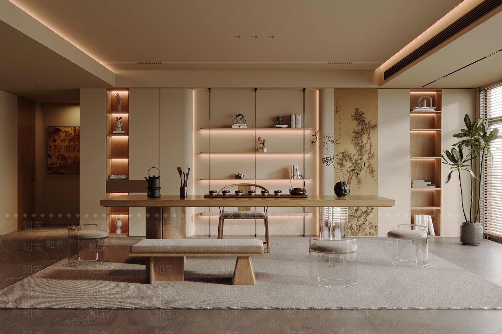 新中式茶室3D模型下载【ID:1188592261】