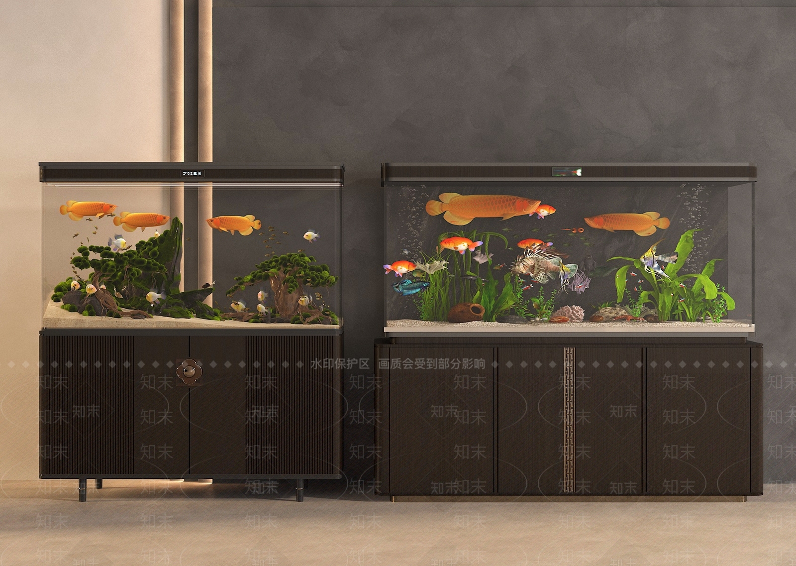 新中式鱼缸3D模型下载【ID:1188592225】