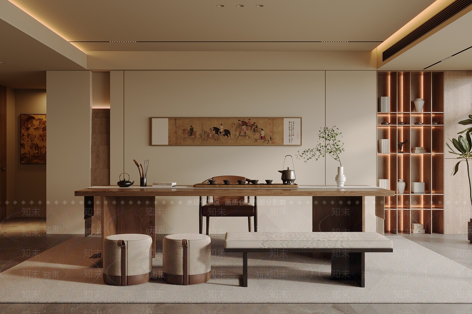新中式茶室3D模型下载【ID:1188592798】
