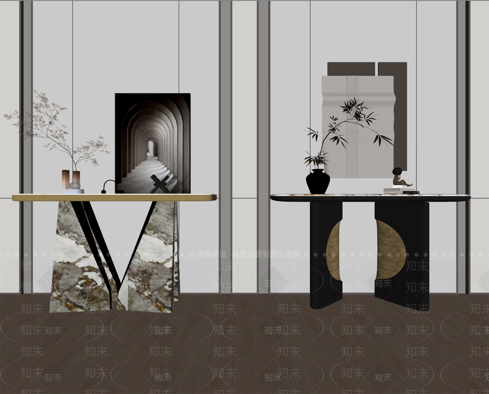 现代轻奢条案SU模型下载【ID:1188593478】