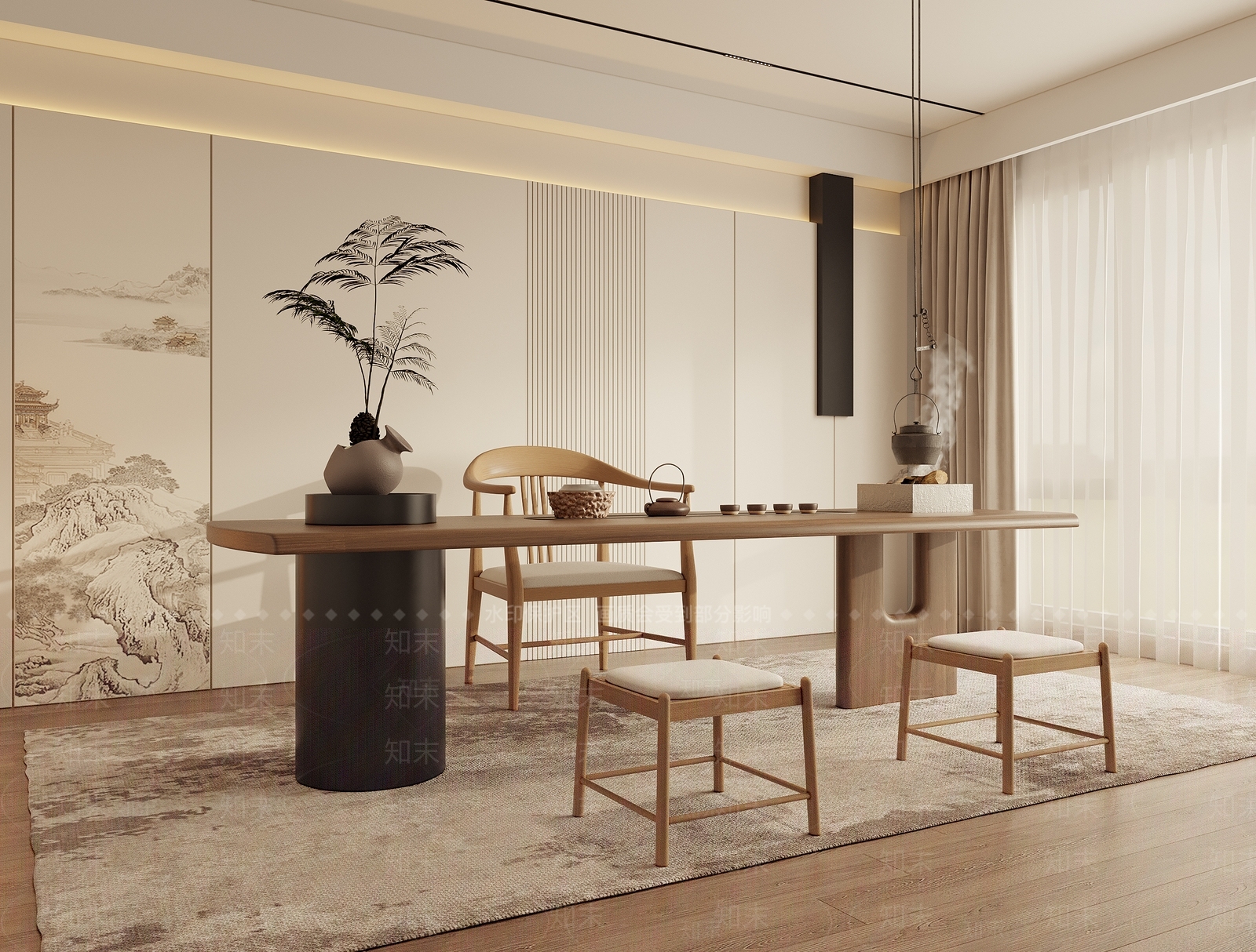 新中式中式茶室3D模型下载【ID:1188594974】