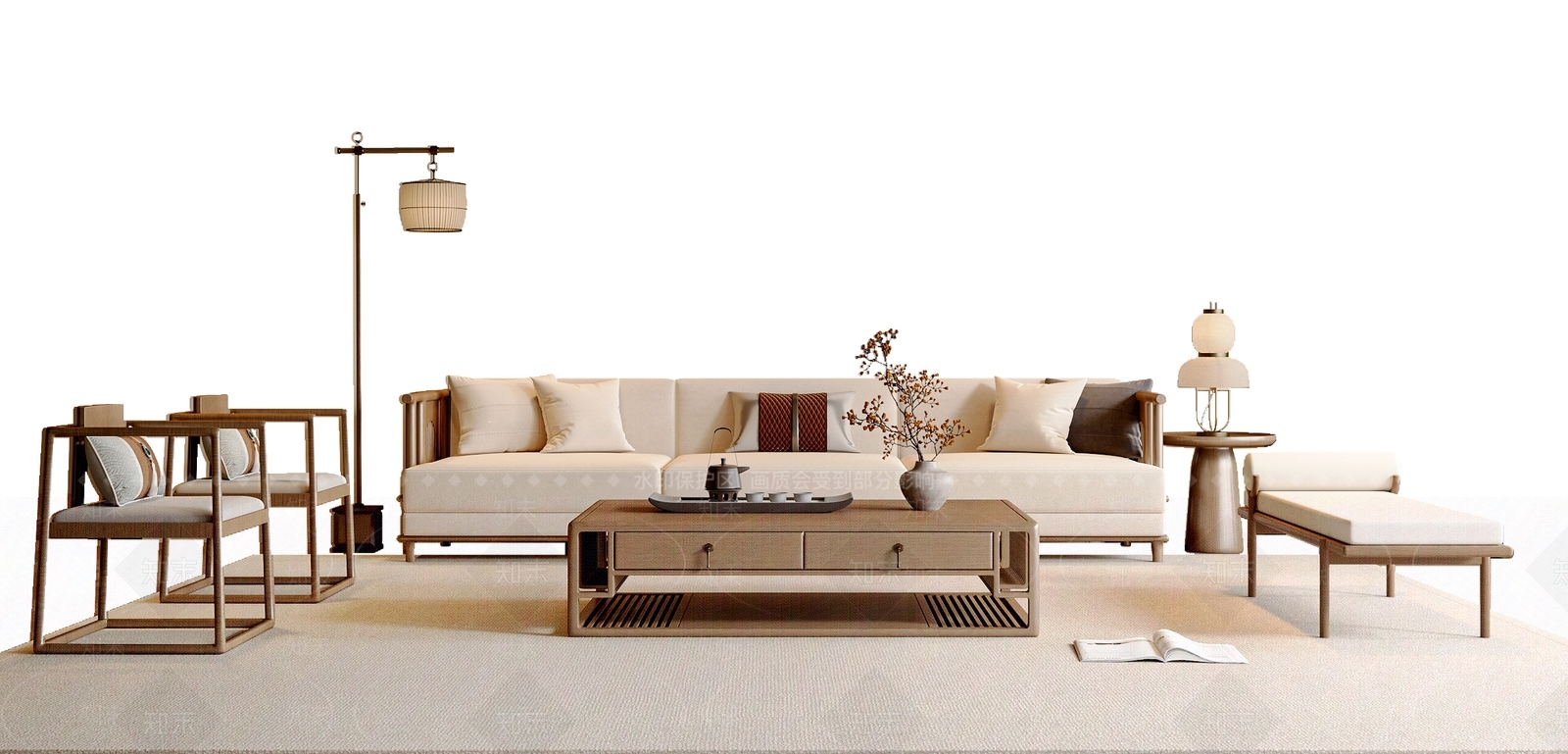 新中式中式沙发组合3D模型下载【ID:1188594963】