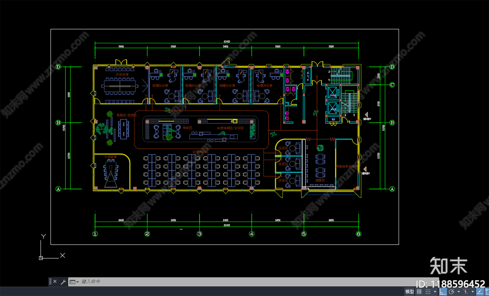 现代整体办公空间cad施工图下载【ID:1188596452】