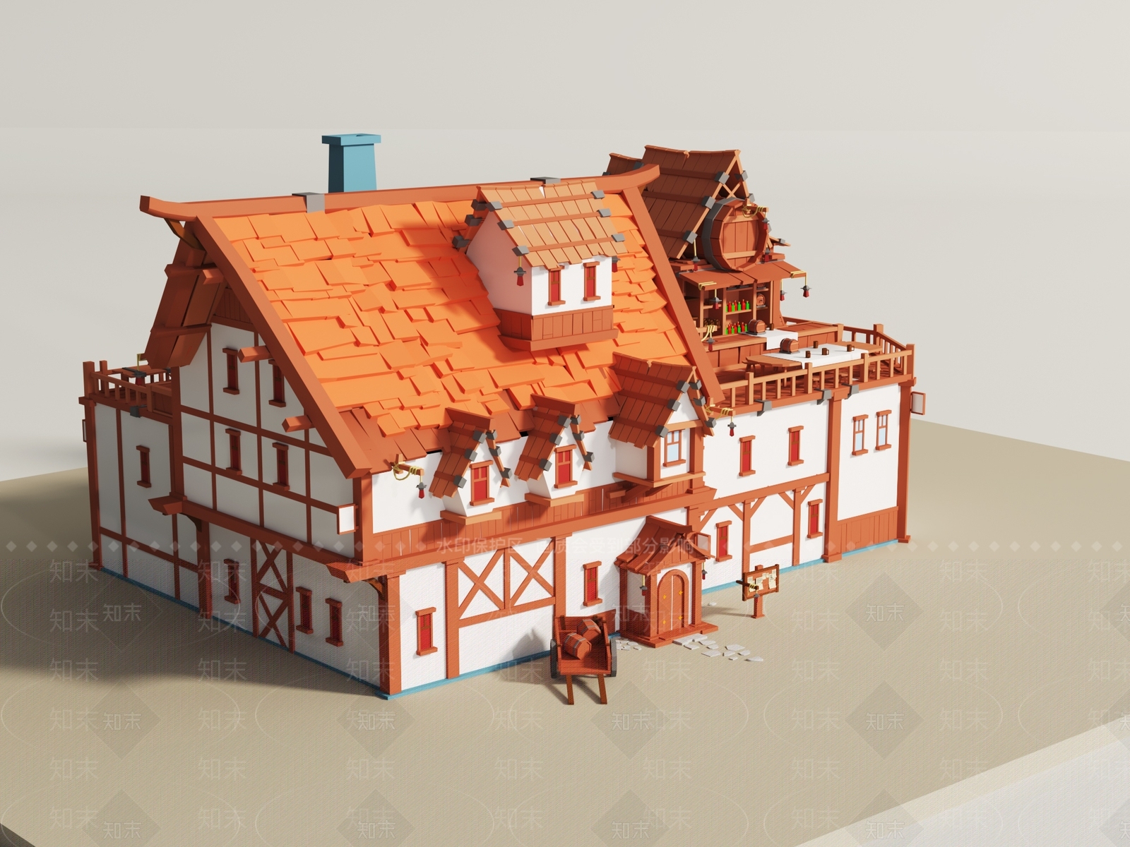 欧式其他建筑外观3D模型下载【ID:1188598863】