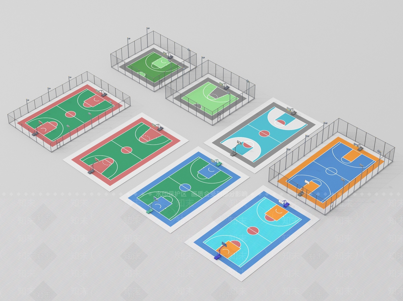 现代篮球场SU模型下载【ID:1188599122】
