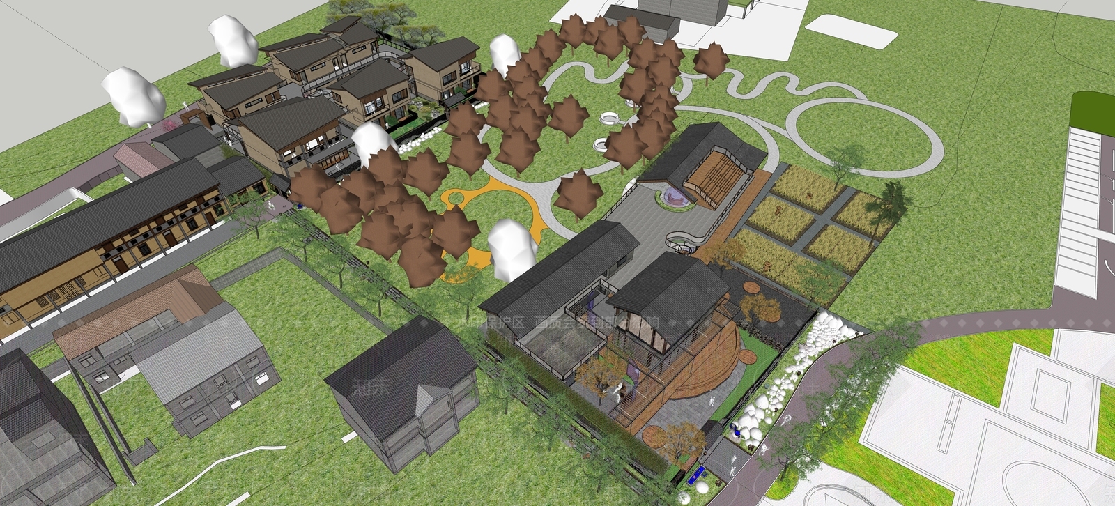 现代乡村庭院SU模型下载【ID:1188601485】