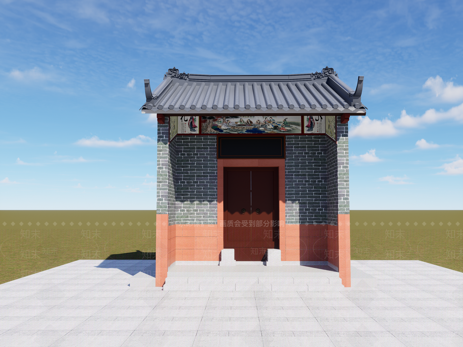 中式古建筑SU模型下载【ID:1188605245】