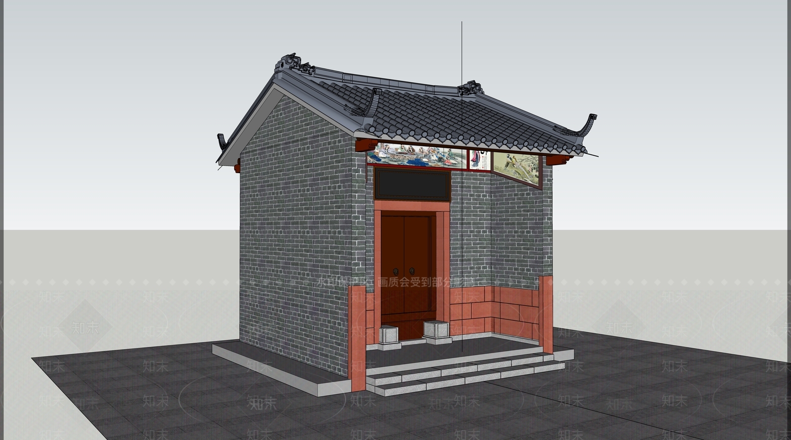 中式古建筑SU模型下载【ID:1188605245】