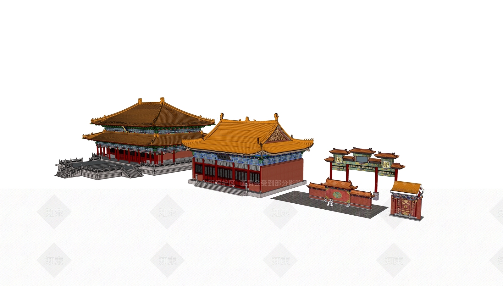 中式禅意古建筑SU模型下载【ID:1188605986】