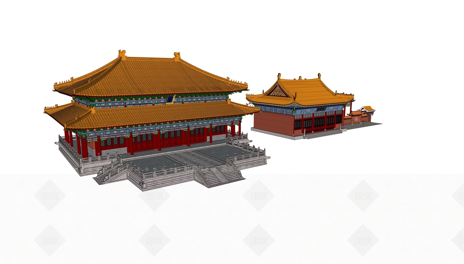 中式禅意古建筑SU模型下载【ID:1188605986】