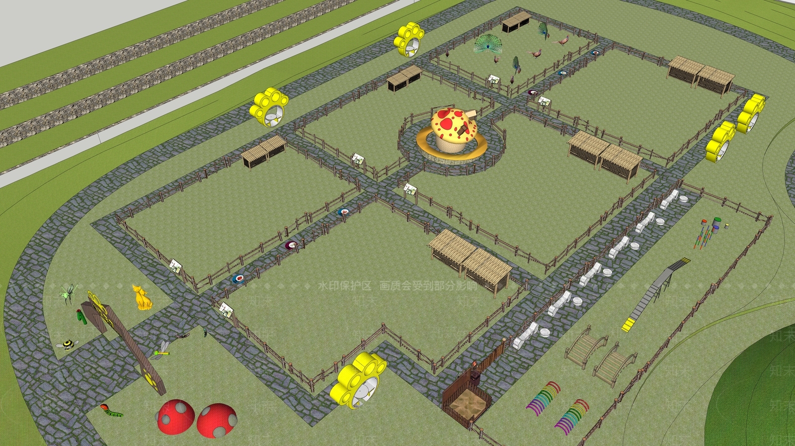 现代侘寂儿童游乐区SU模型下载【ID:1188605783】