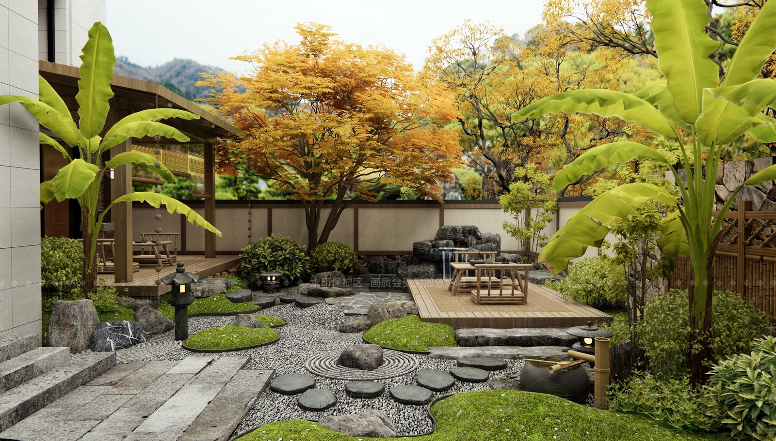日式禅意庭院3D模型下载【ID:1188607432】