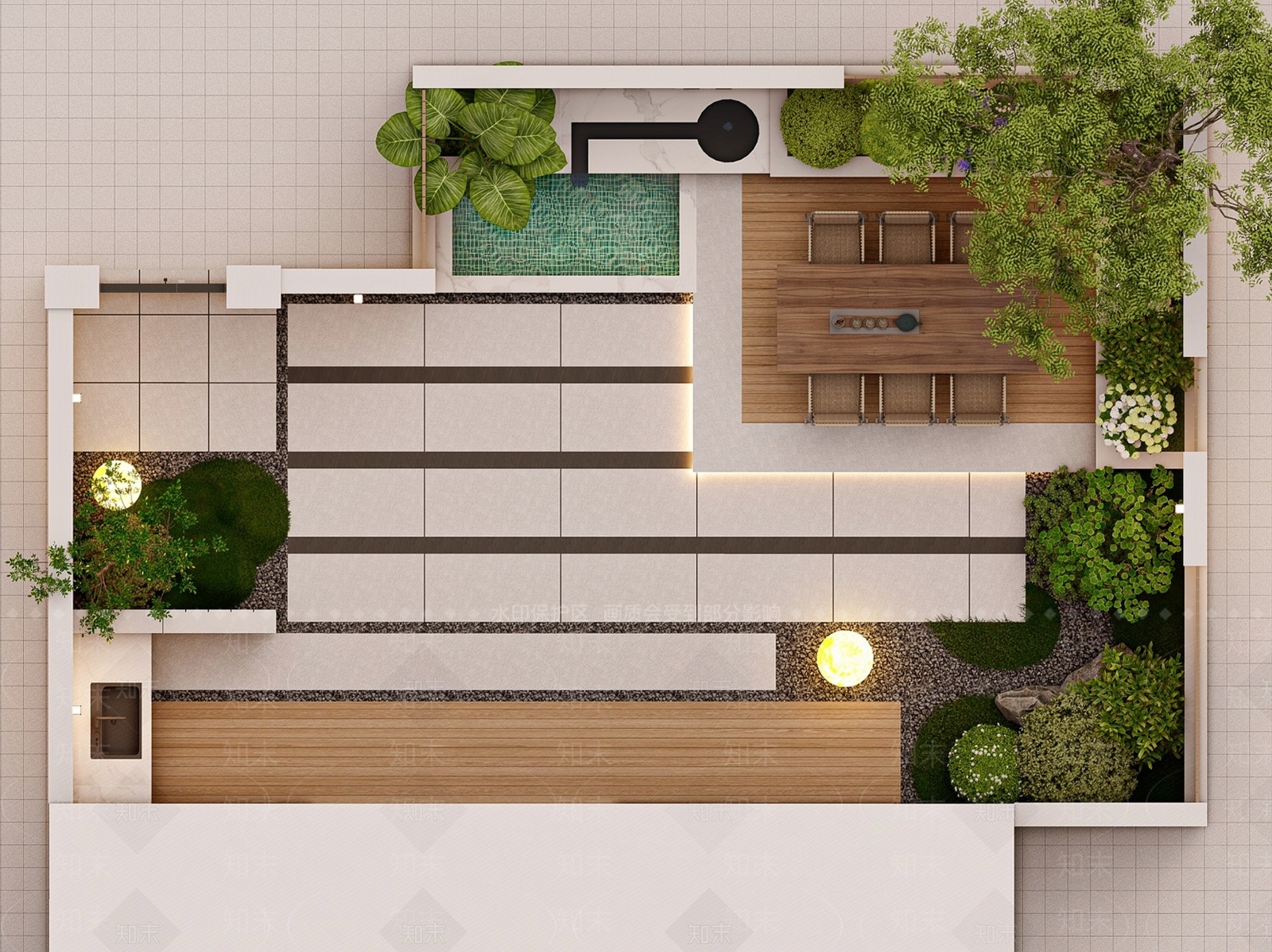 现代简约屋顶花园SU模型下载【ID:1188608384】