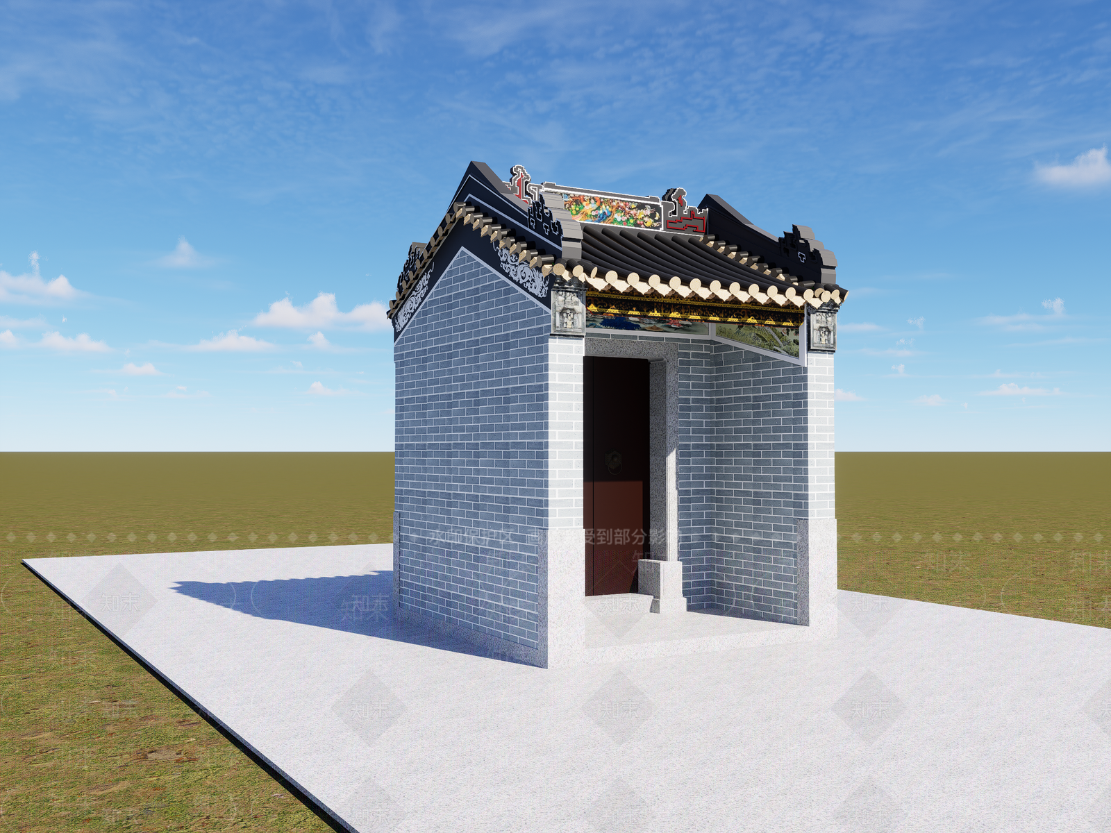 中式古建筑SU模型下载【ID:1188611270】