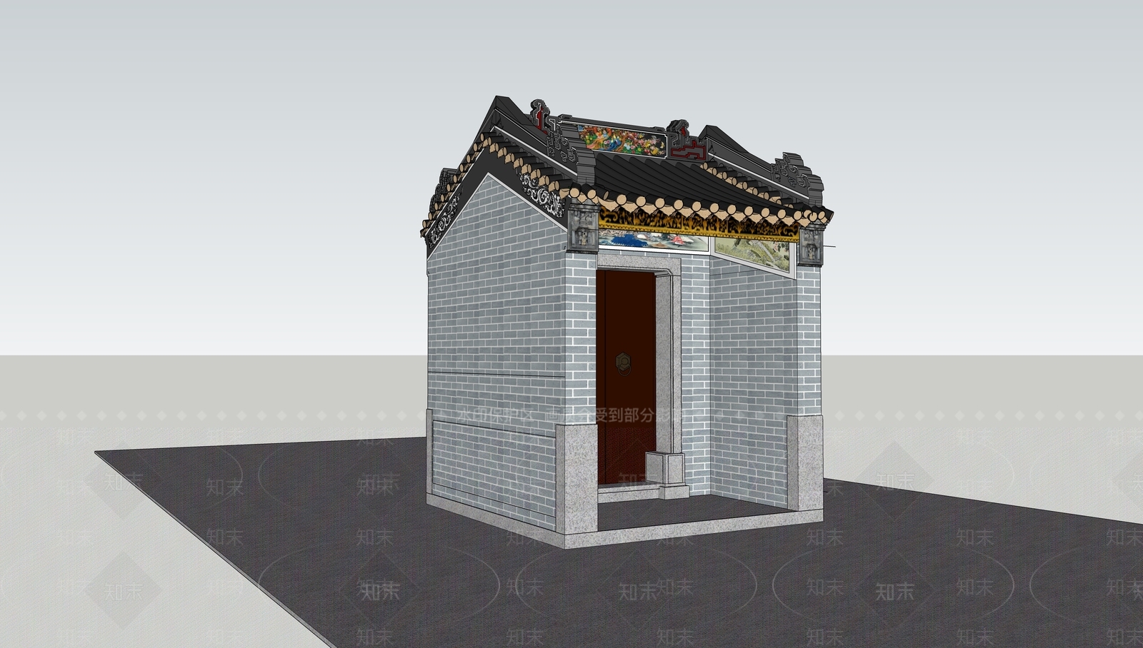 中式古建筑SU模型下载【ID:1188611270】