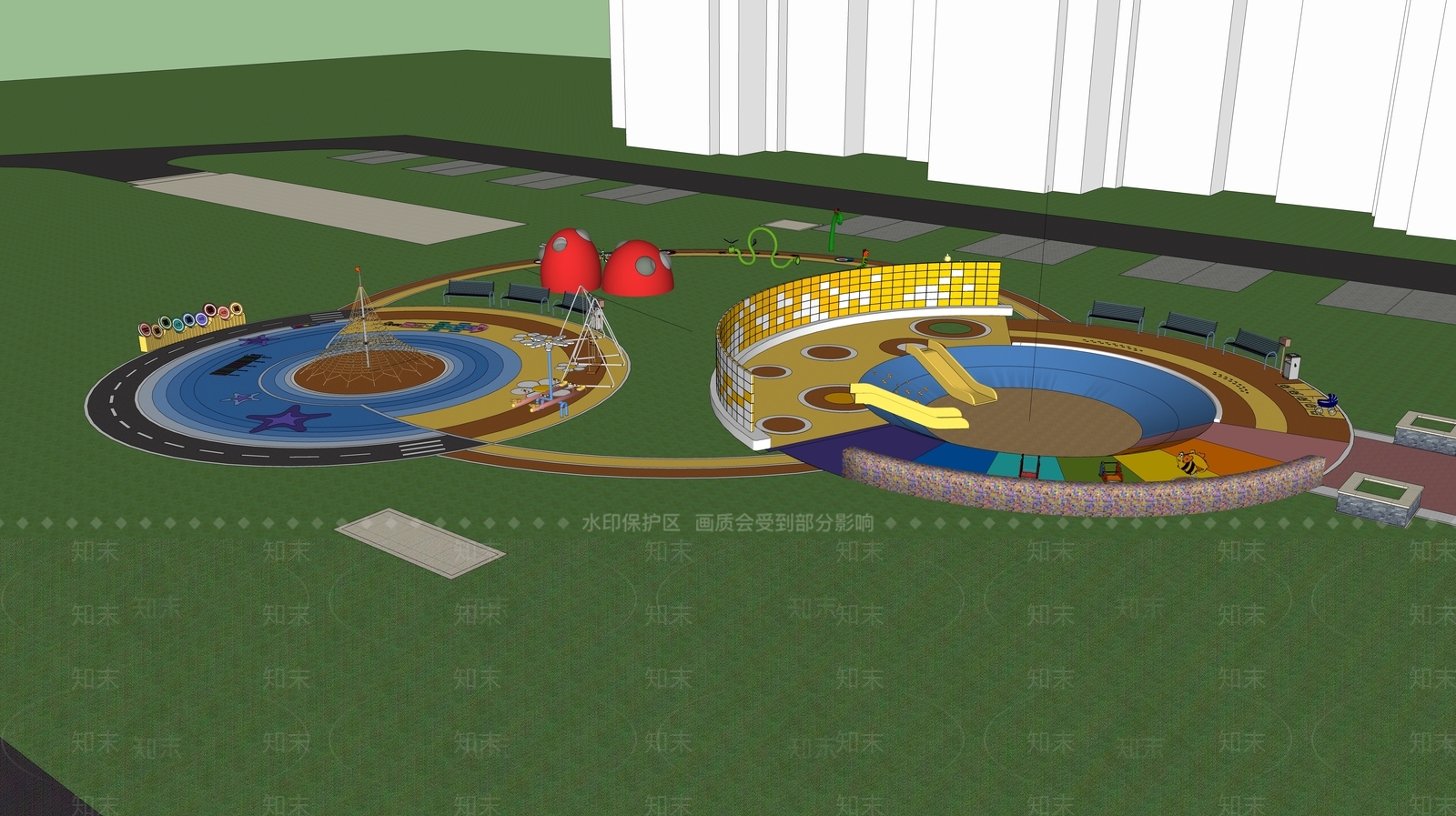 现代儿童游乐区SU模型下载【ID:1188611478】