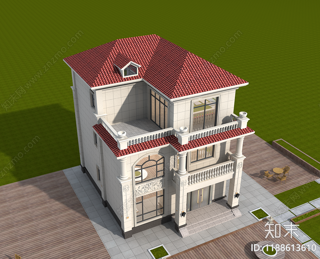 欧式简欧别墅建筑施工图下载【ID:1188613610】