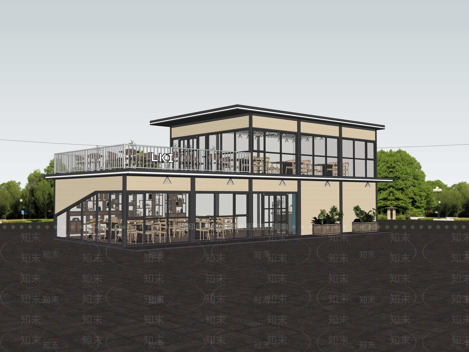 现代风格建筑SU模型下载【ID:1188615189】