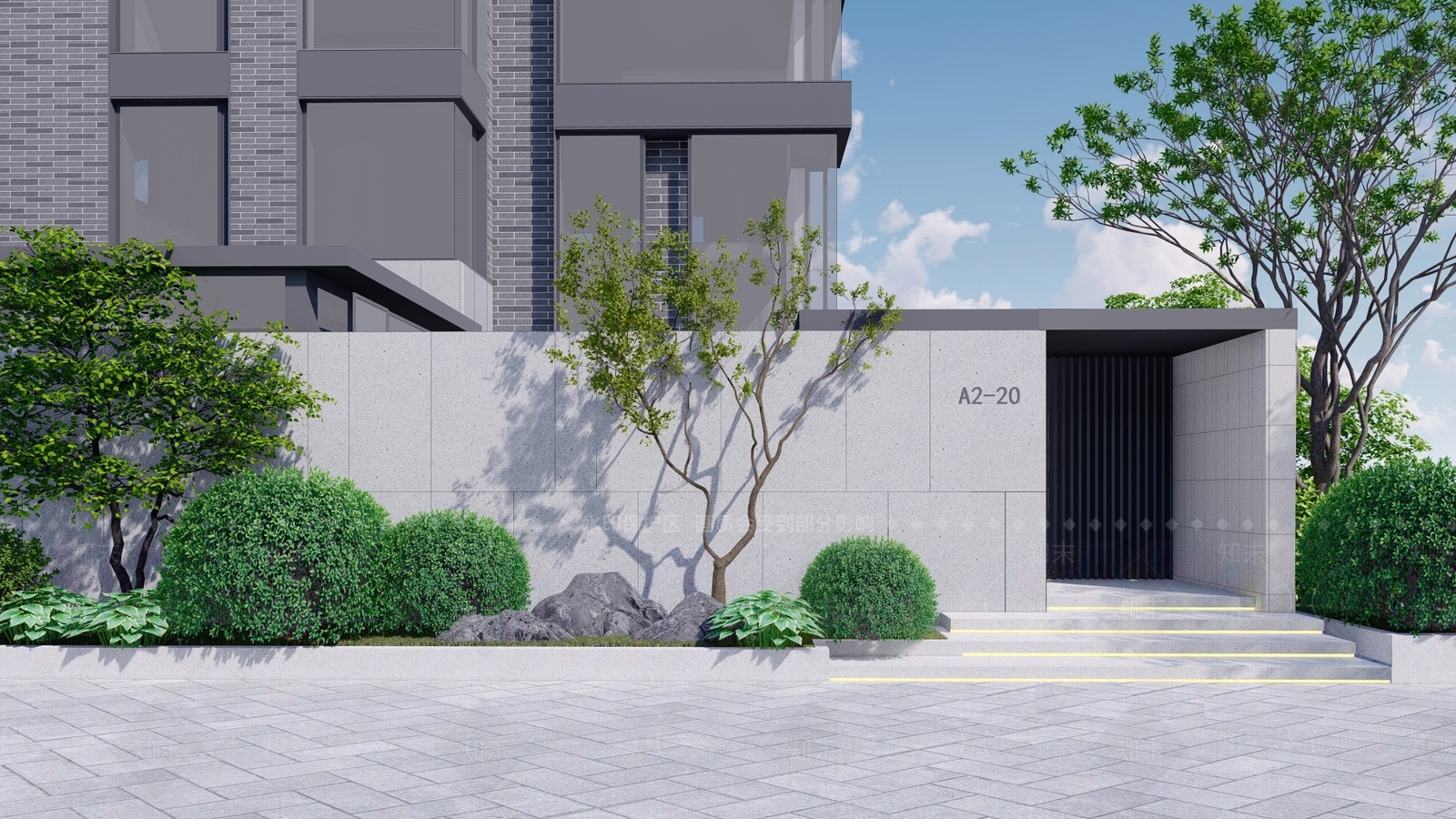 现代新中式别墅庭院SU模型下载【ID:1188615700】