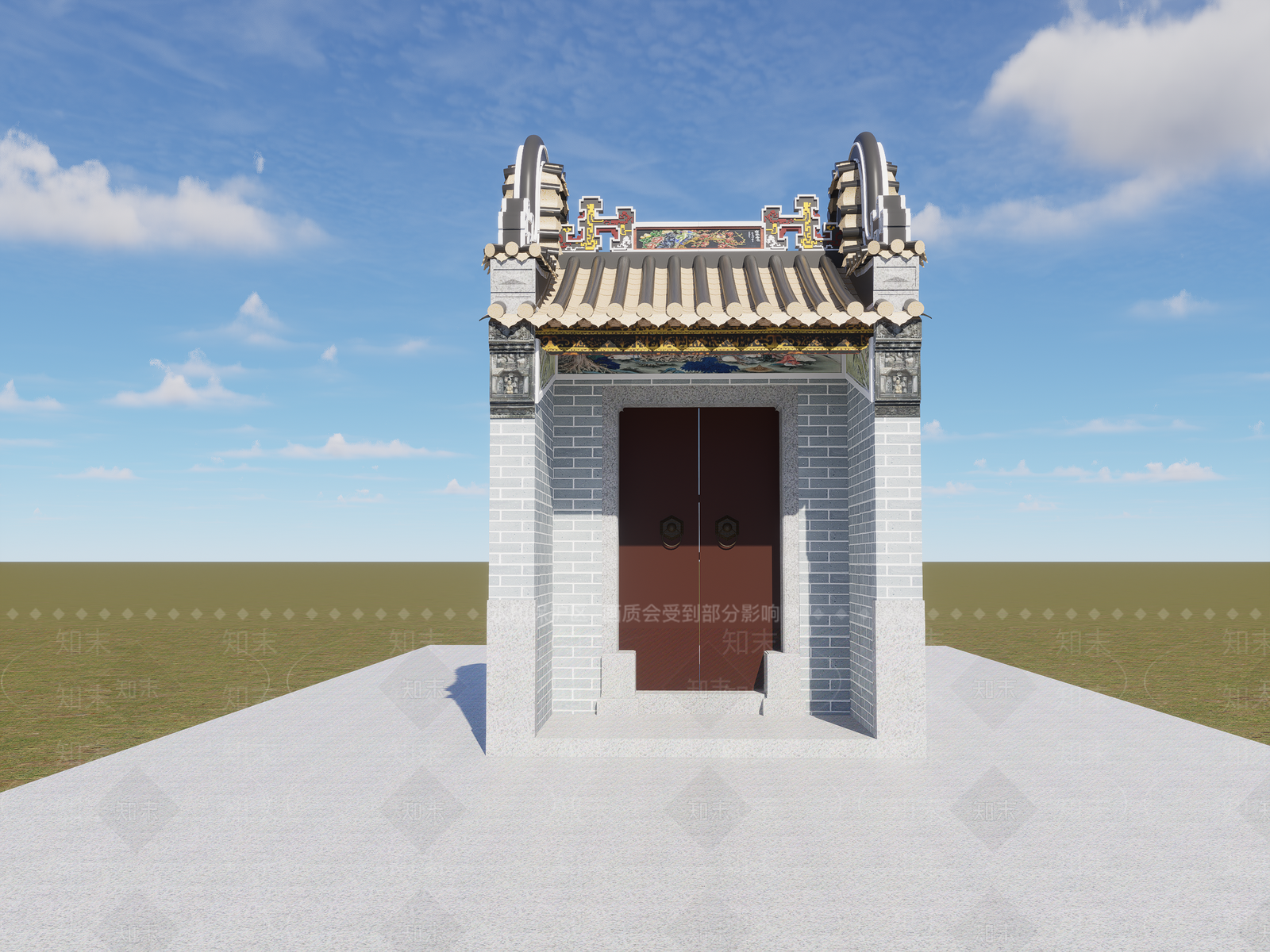 中式古建筑SU模型下载【ID:1188617745】