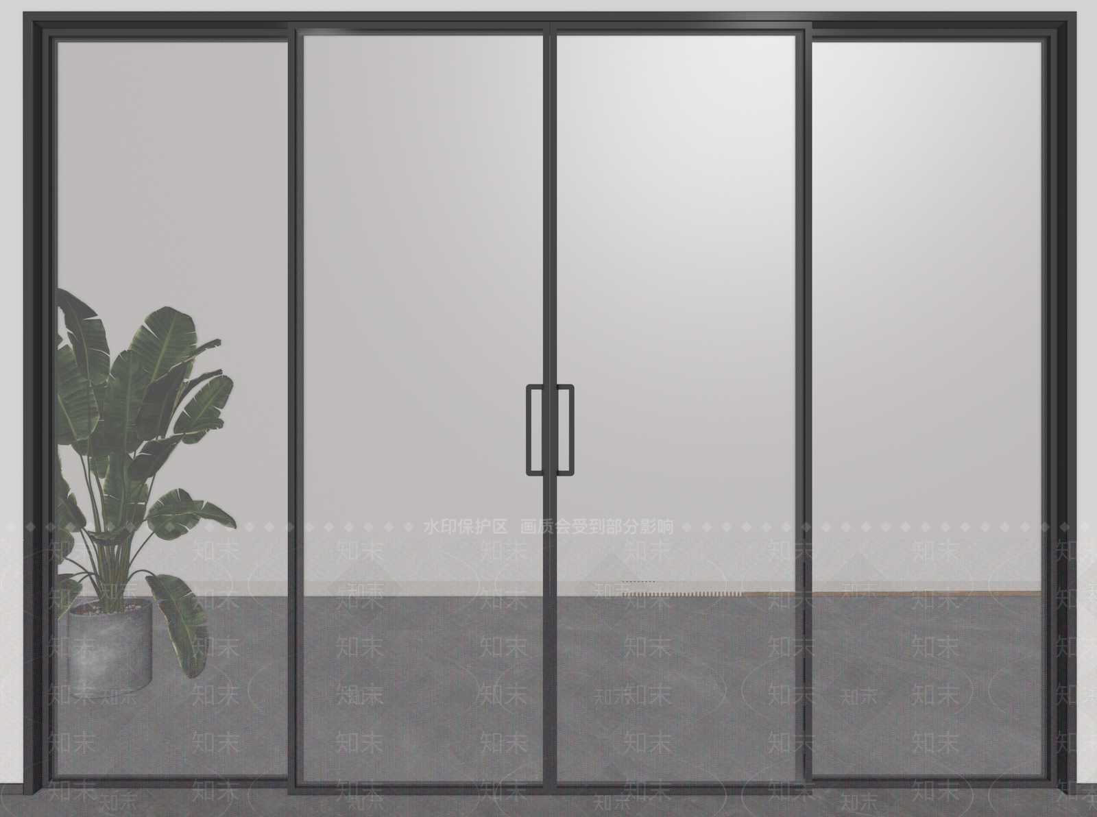 现代推拉门SU模型下载【ID:1188620391】