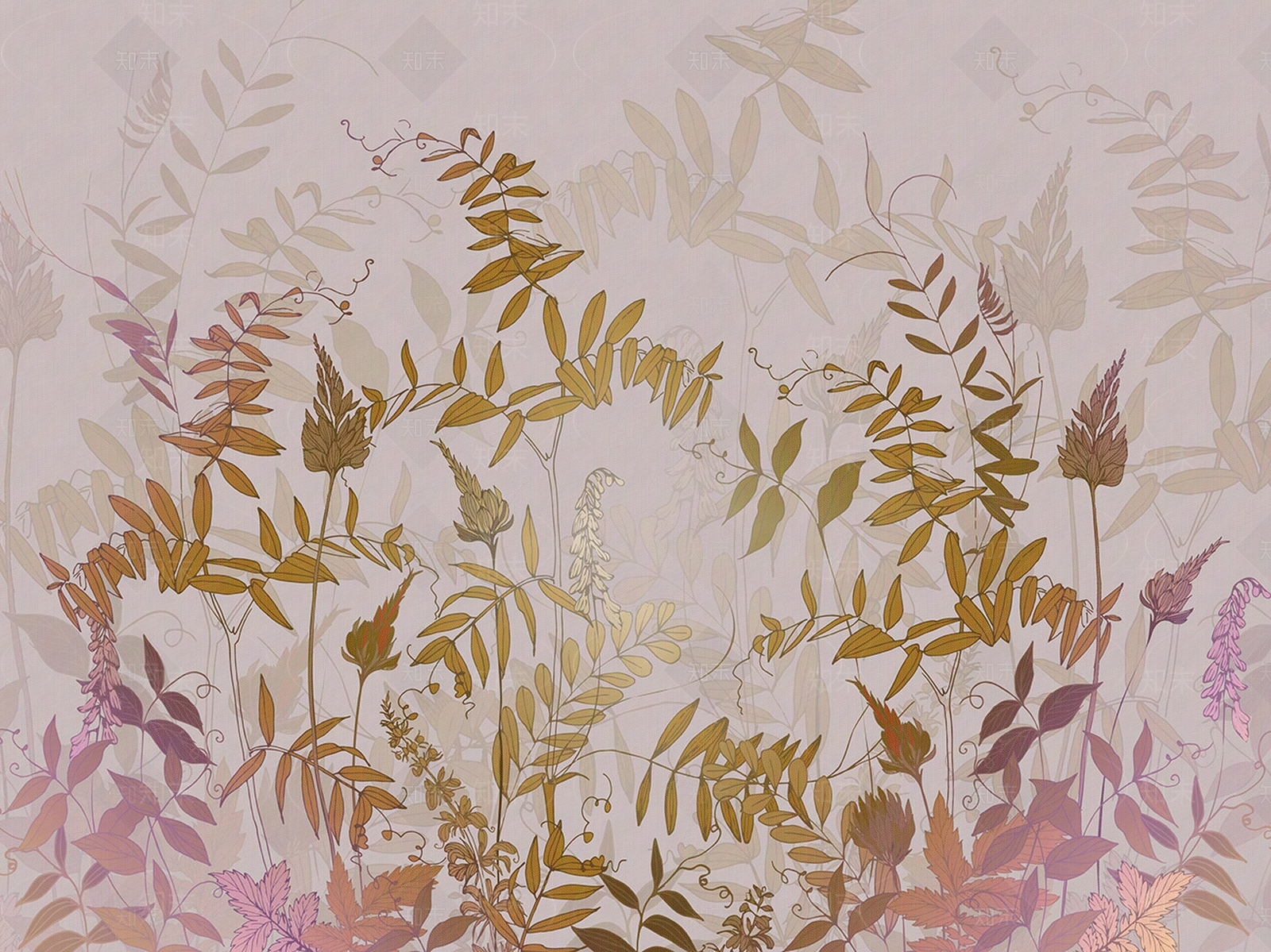 现代法式植物壁纸贴图下载【ID:1188620550】