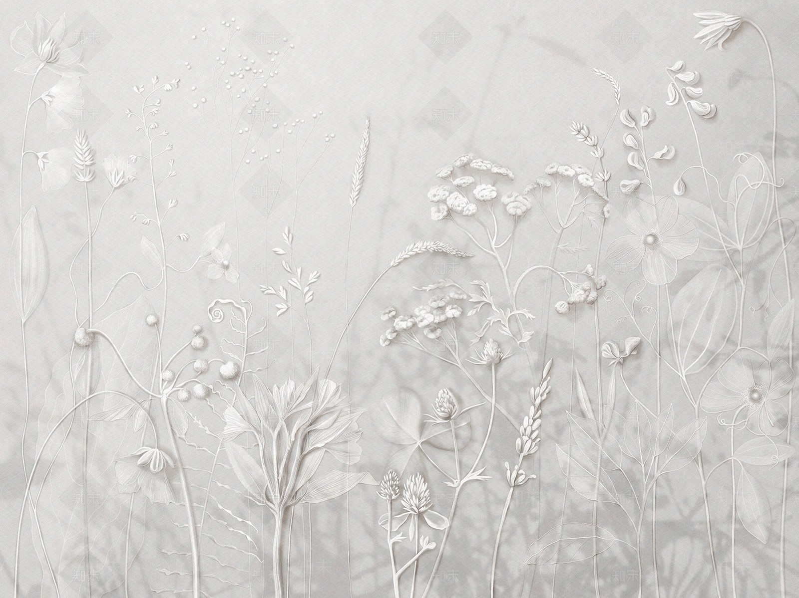 现代复古植物壁纸贴图下载【ID:1188620977】