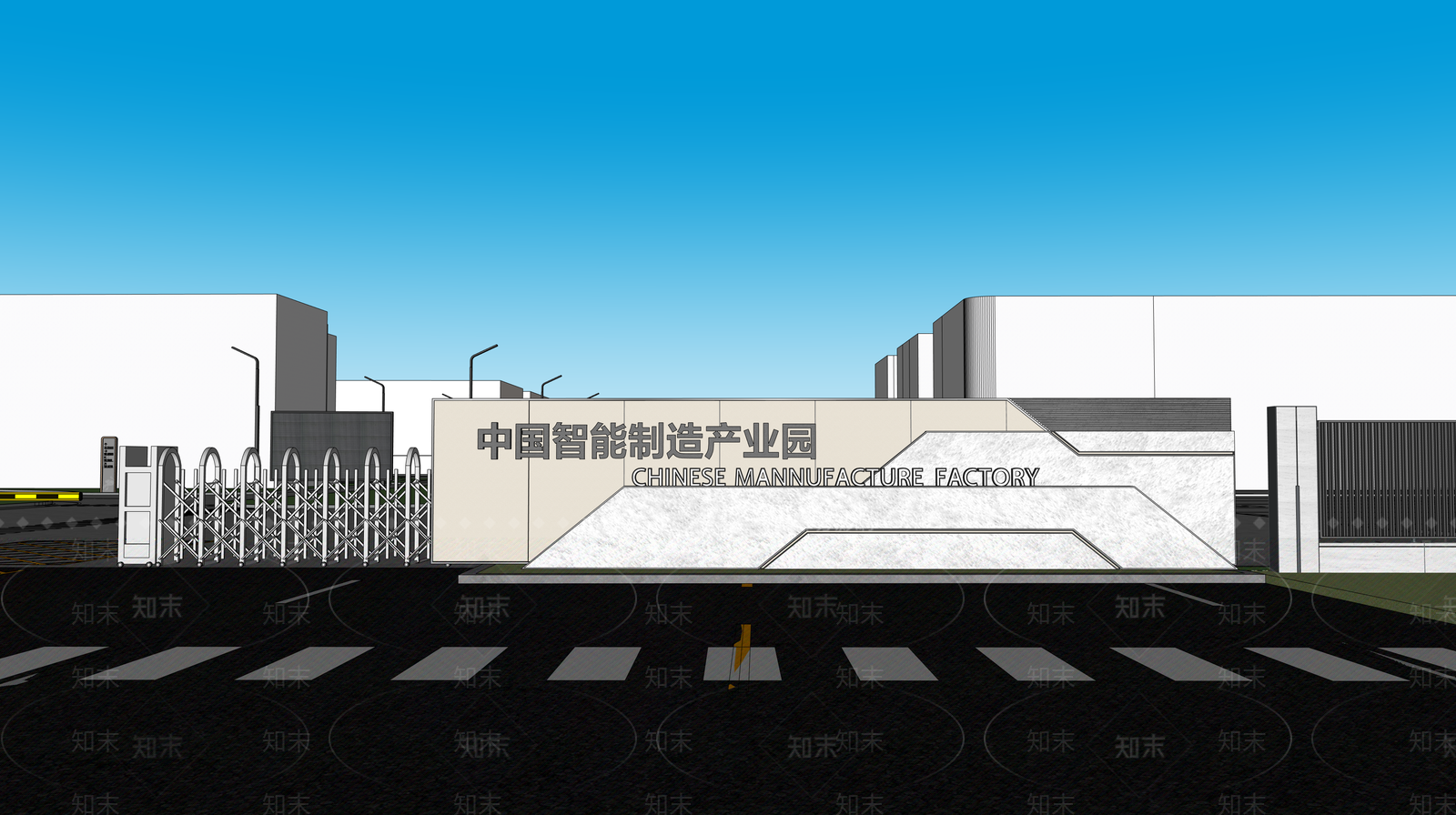 现代景墙SU模型下载【ID:1188623370】