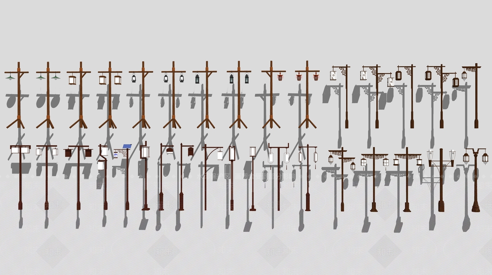 新中式中式路灯SU模型下载【ID:1188623709】