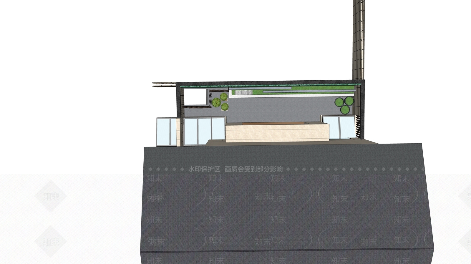 现代新中式别墅庭院SU模型下载【ID:1188624710】
