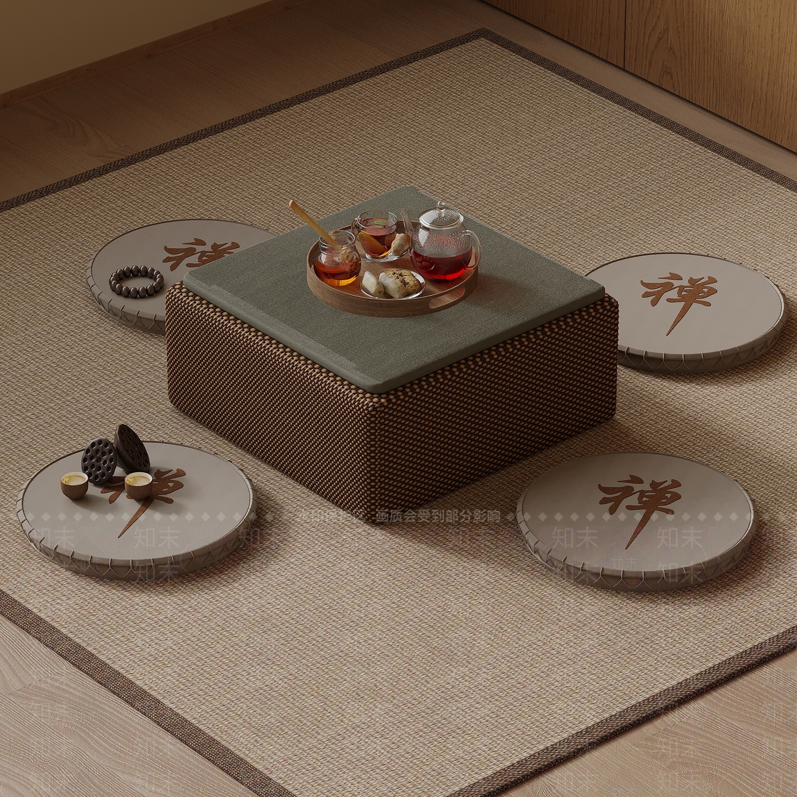 新中式茶桌椅SU模型下载【ID:1188625515】