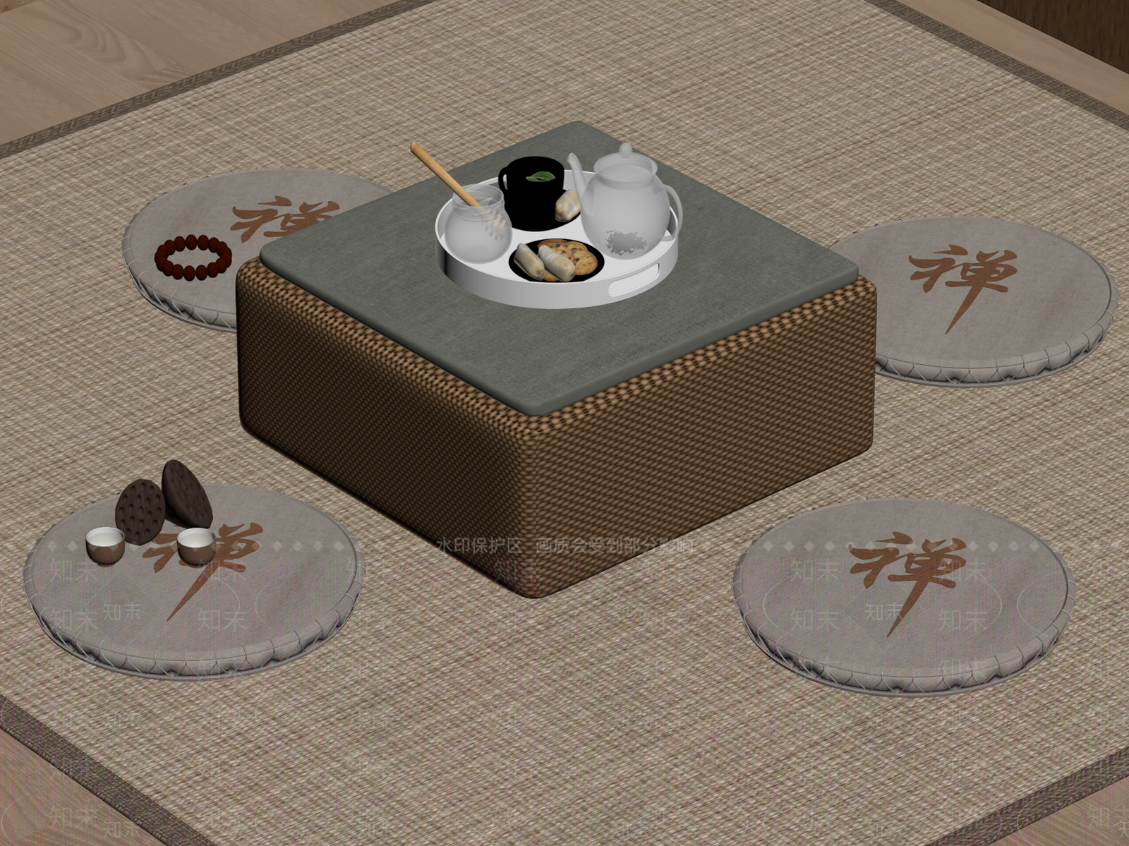 新中式茶桌椅SU模型下载【ID:1188625515】