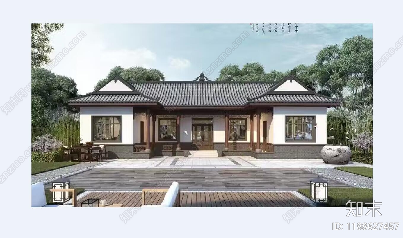 新中式中式别墅建筑施工图下载【ID:1188627457】