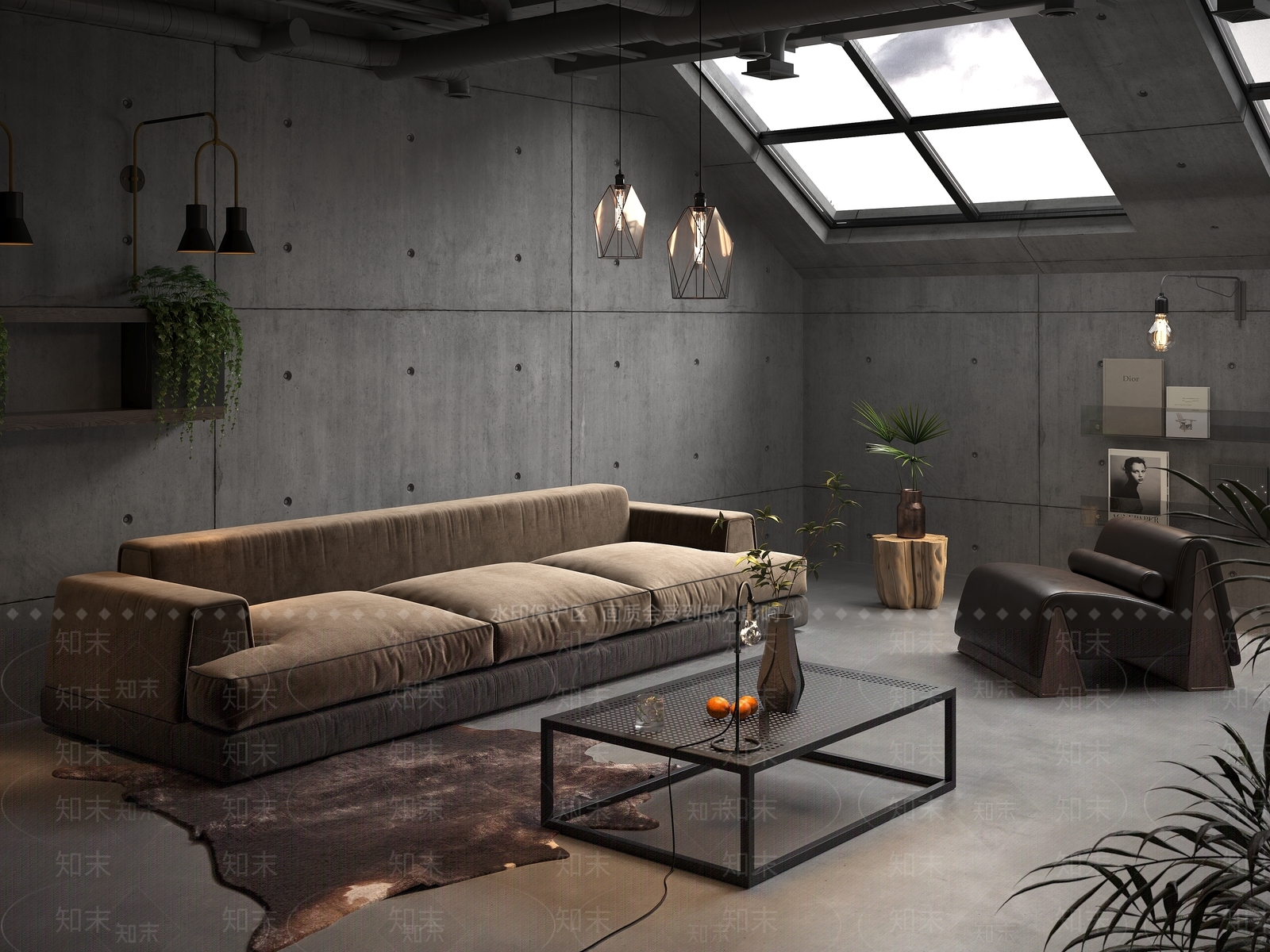 现代工业家居客厅3D模型下载【ID:1188629809】