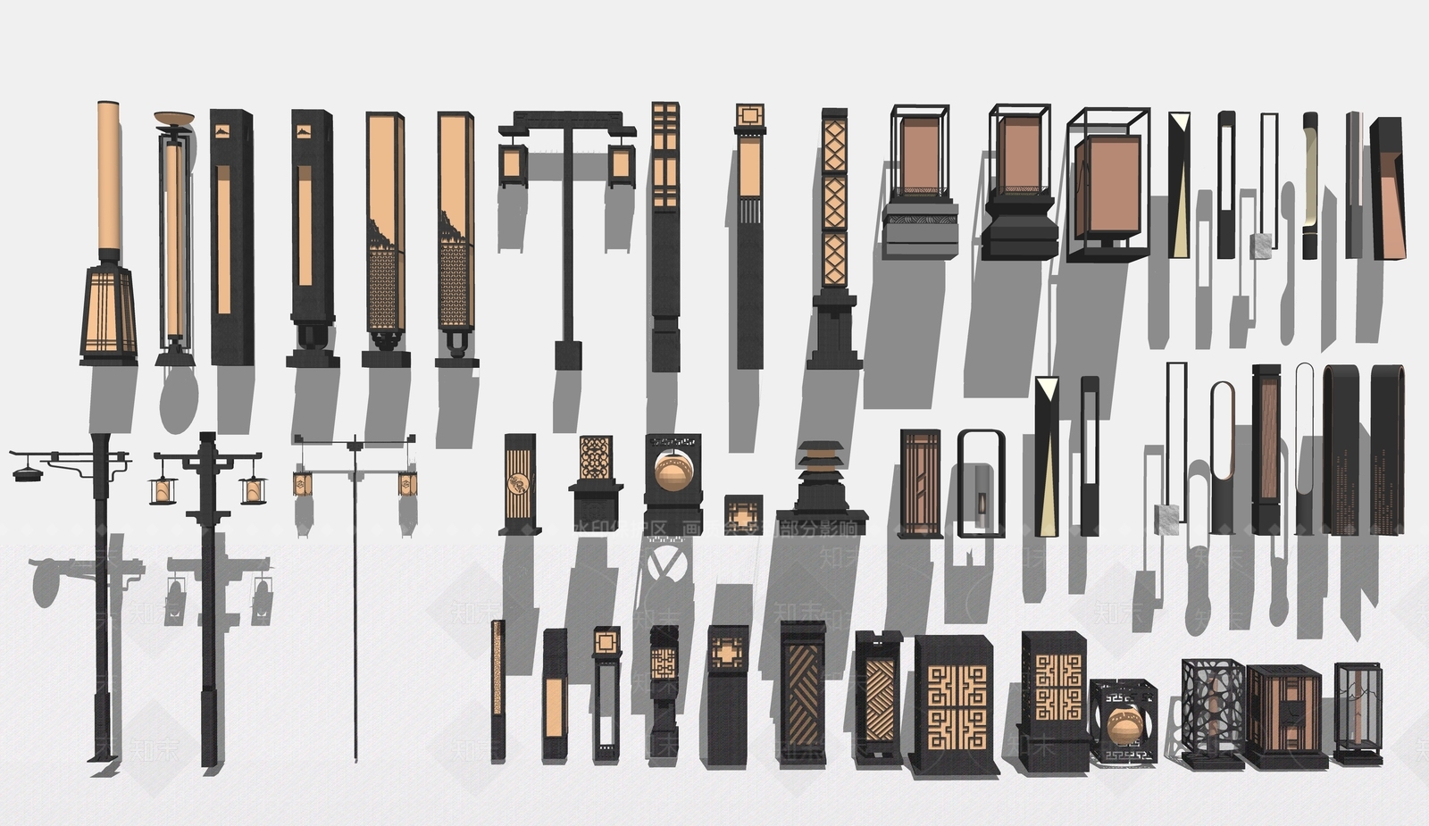 新中式中式路灯SU模型下载【ID:1188632161】