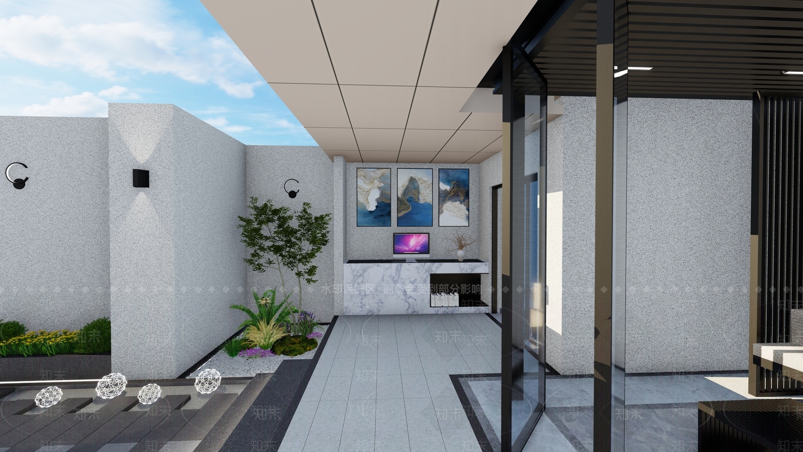 现代屋顶花园SU模型下载【ID:1188750555】