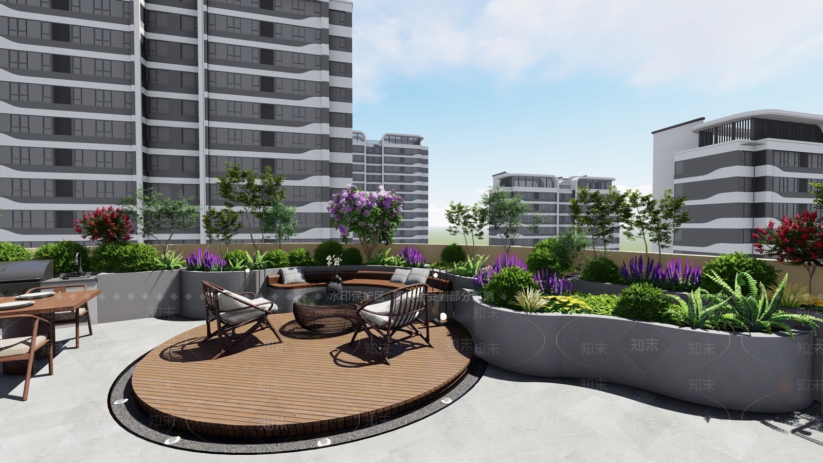 现代屋顶花园SU模型下载【ID:1188748137】
