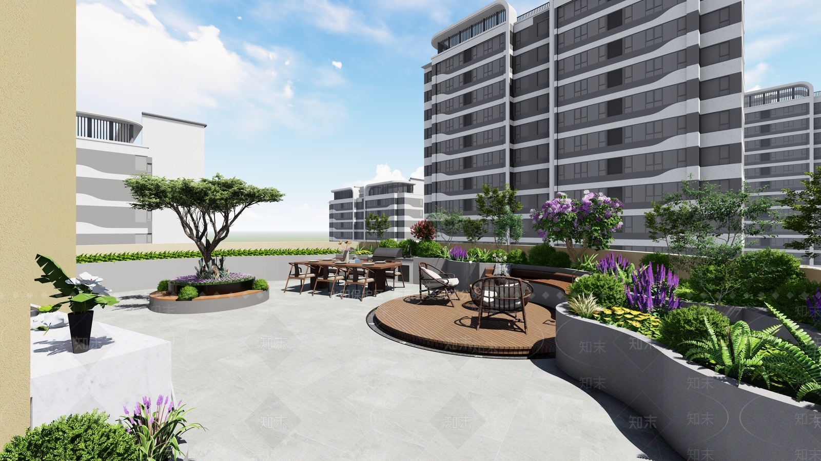现代屋顶花园SU模型下载【ID:1188748137】