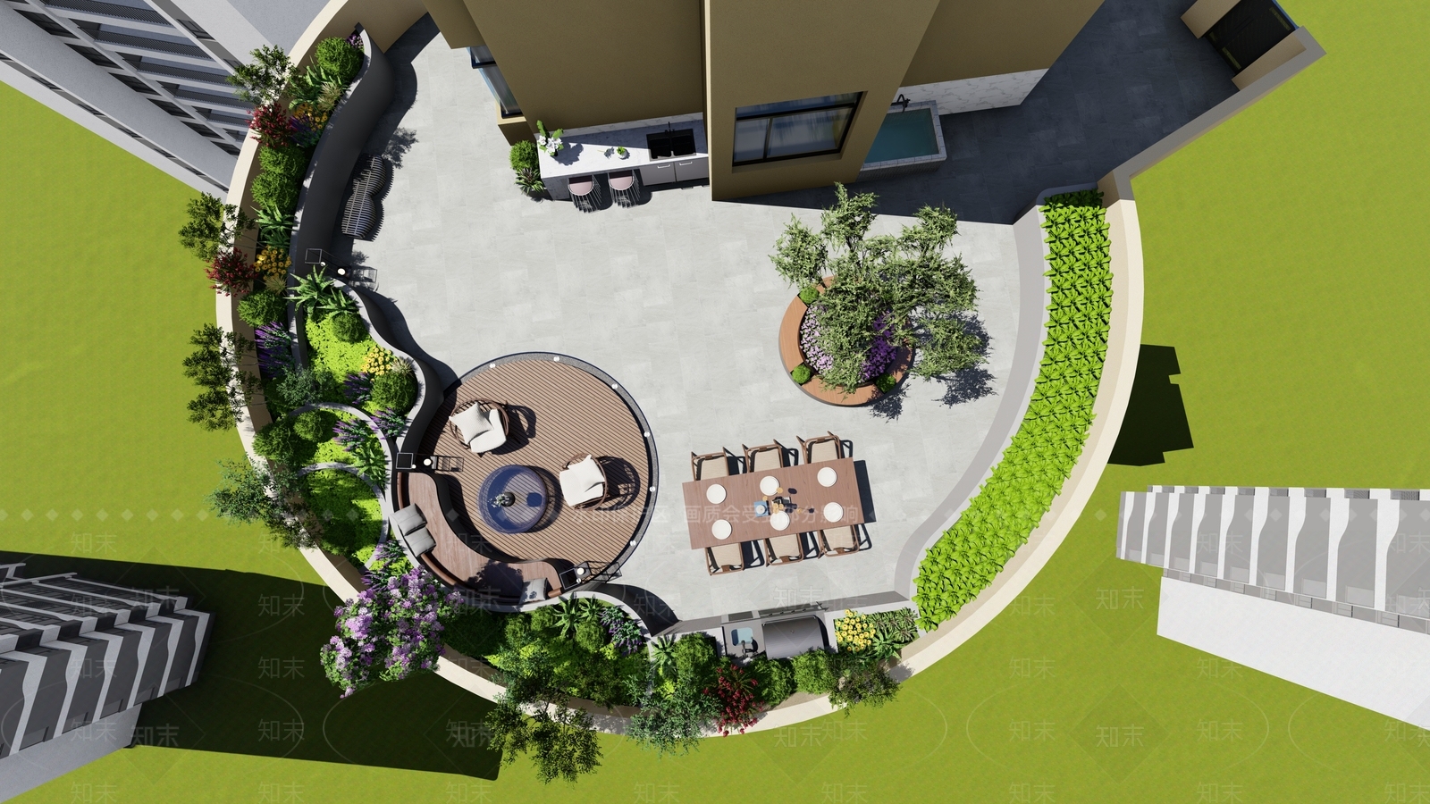 现代屋顶花园SU模型下载【ID:1188748137】