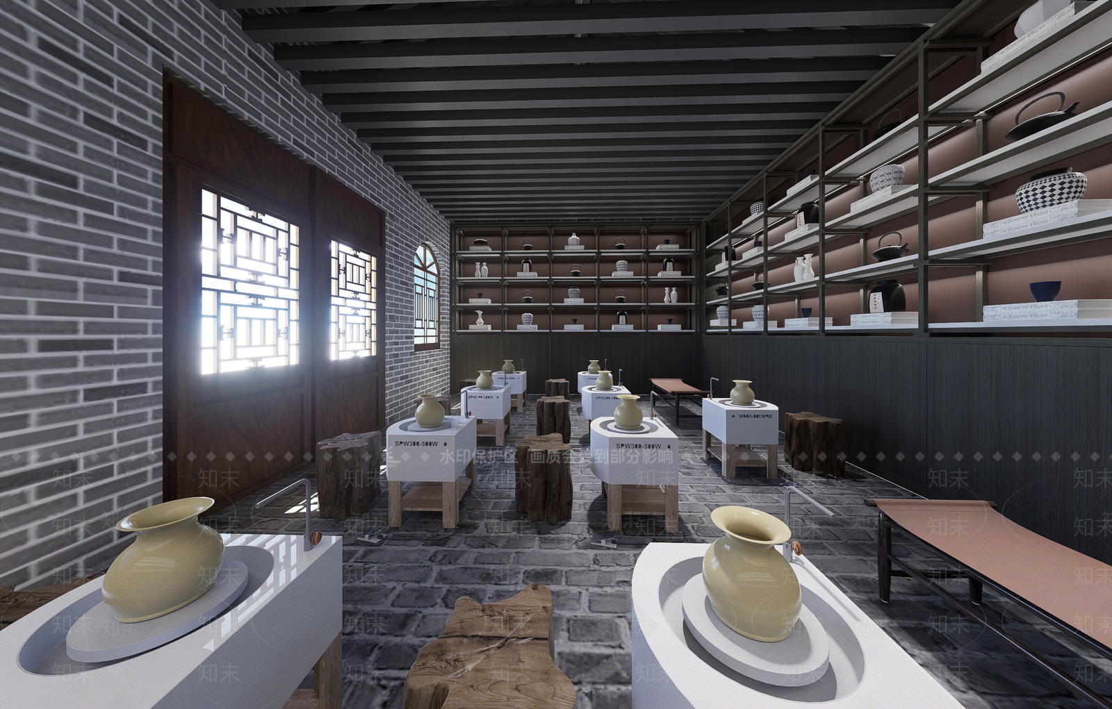 中式手工坊SU模型下载【ID:1188637287】