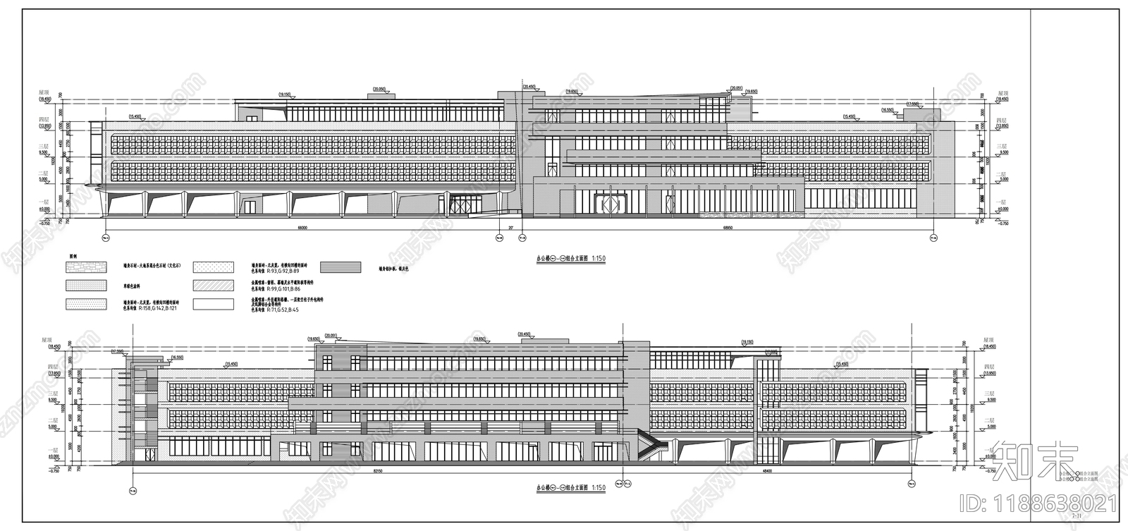 现代办公楼建筑施工图下载【ID:1188638021】