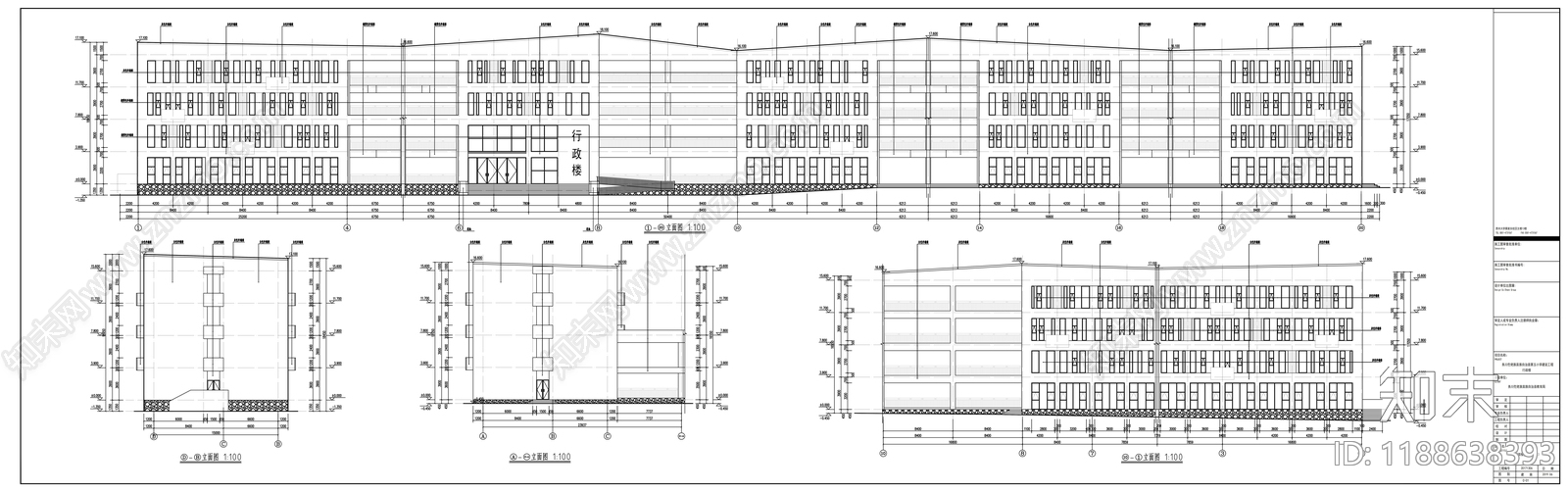 现代办公楼建筑cad施工图下载【ID:1188638393】